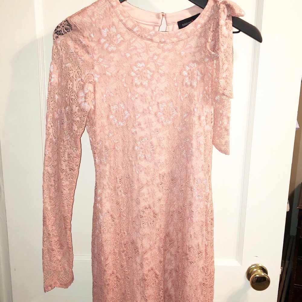 Teeze Me Dress Soft Pink Full Lace Form Fit